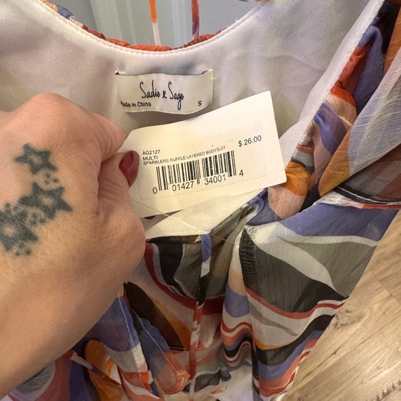 Sadie & Sage Multicolor Ruffle Bodysuit - Picture 2 of 3